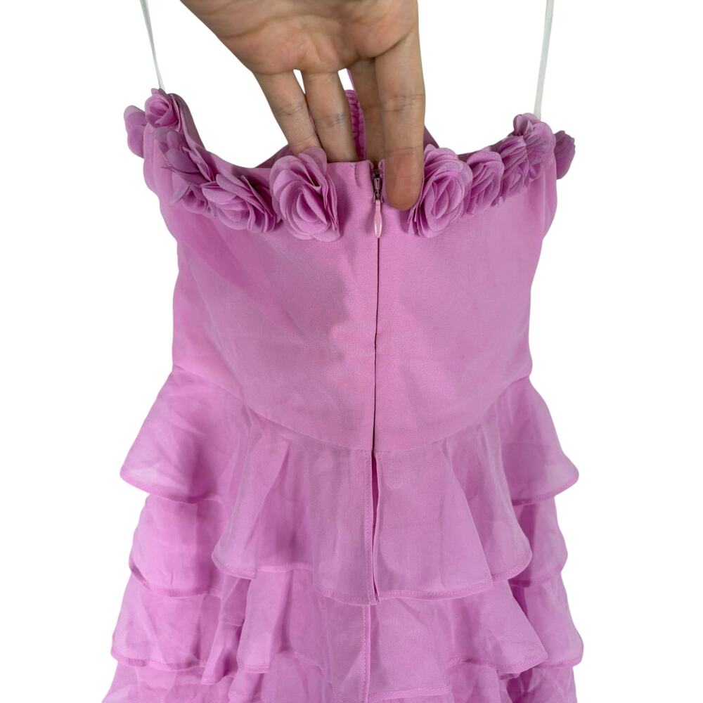 Majorelle Brittan Asymmetrical Gown Halter Rosette Ruffle Prom Hoco Fairy Boho M - Picture 10 of 13